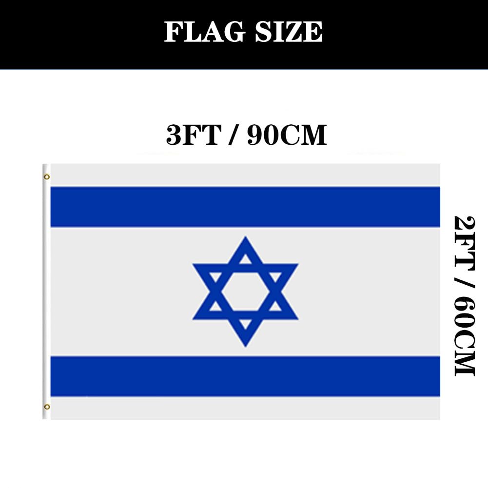 Israel Flags 3x5 Outdoor Made in USA- Double Sided Heavy Duty Israeli National Flag Banner with 2 Grommets