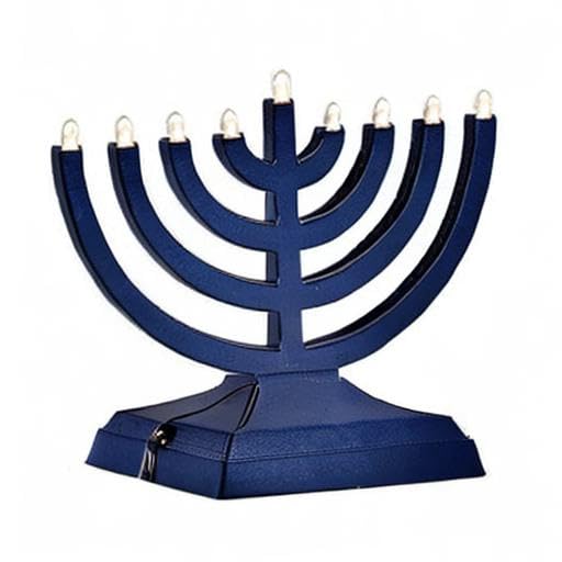 Rite Lite Go Menorah Mini Metallic Electric Menorah - LED Battery/USB Powered Chanukah Menorah Jewish Holiday - Office Car Home Decorations Judaica Hanukkah Gifts, Push Button Multi Light - Blue