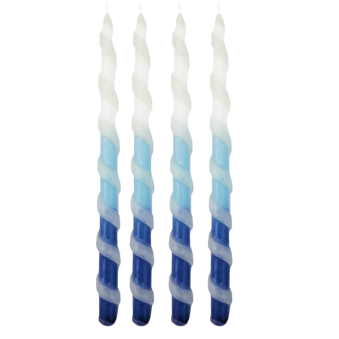 The Dreidel Company Deluxe Twisted Blue & White Hanukkah Menorah Candles for All 8 Nights of Chanukah (Single)