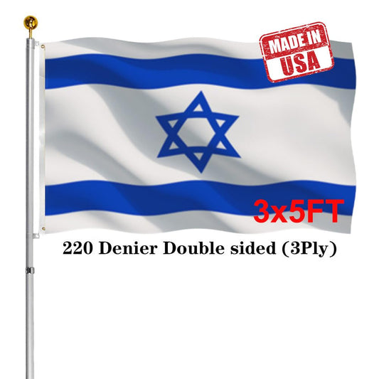 Israel Flags 3x5 Outdoor Made in USA- Double Sided Heavy Duty Israeli National Flag Banner with 2 Grommets