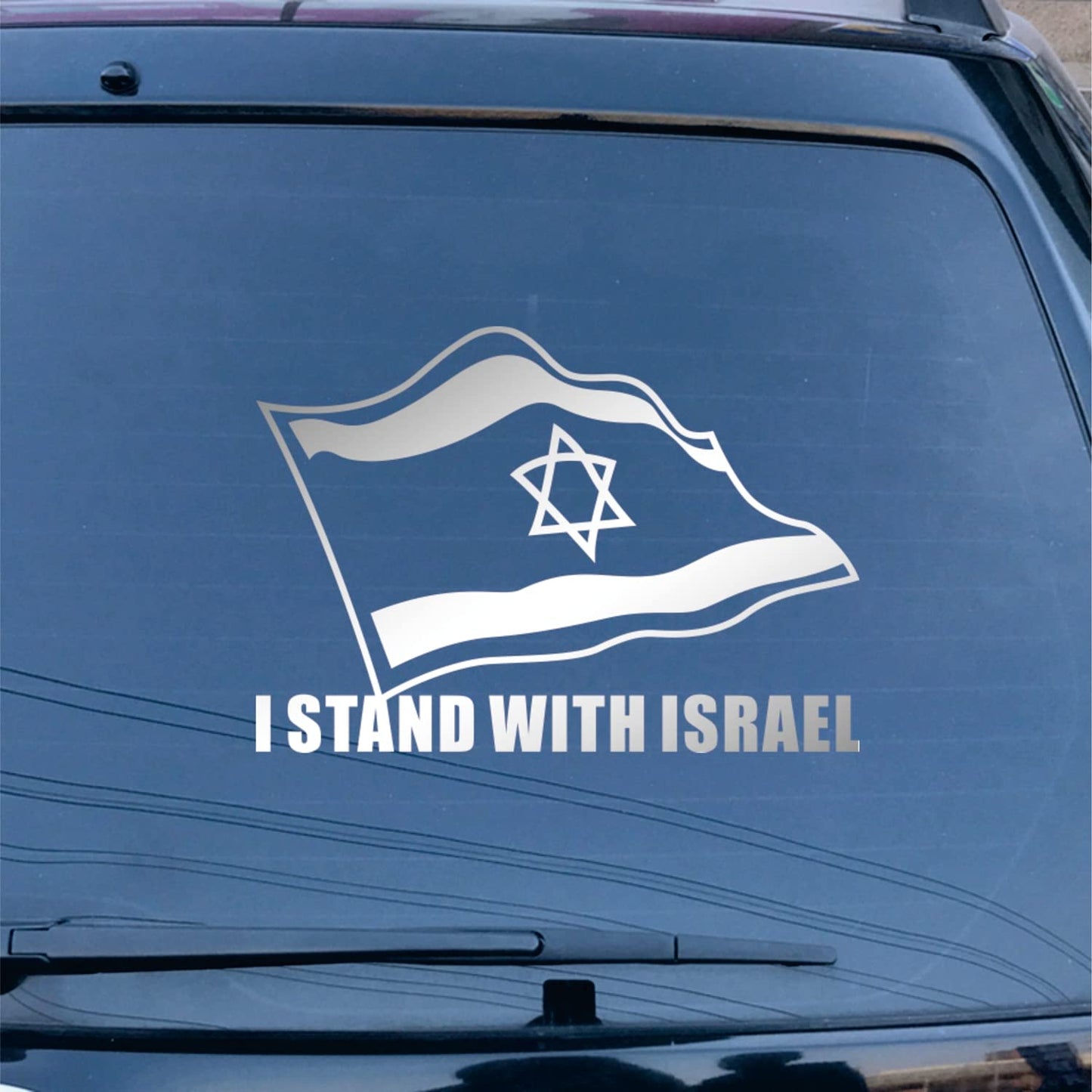 I Stand with Israel Israeli Flag Support Israel Decal Vinyl Sticker Car Laptop Window Choose Size Color (4'' x 2.8" (10.2cm x 7.2cm), White)