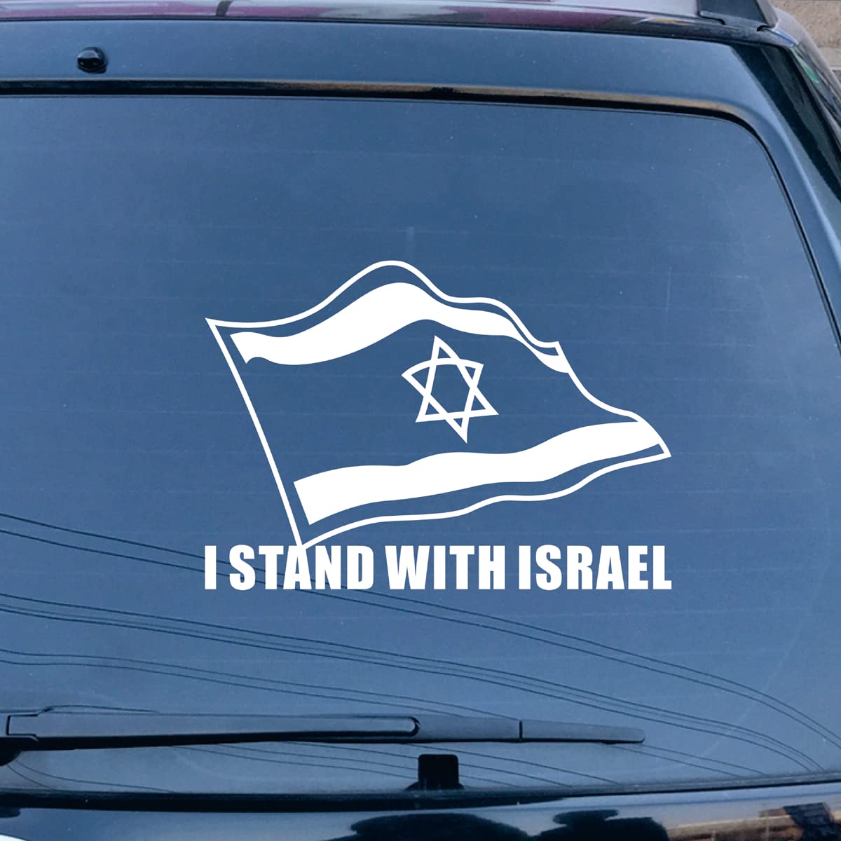 I Stand with Israel Israeli Flag Support Israel Decal Vinyl Sticker Car Laptop Window Choose Size Color (4'' x 2.8" (10.2cm x 7.2cm), White)