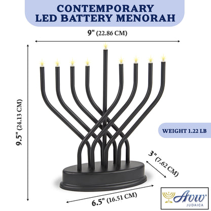 Traditional Hanukkah Electric Menorah Low Voltage Hanukkiah with LED Bulbs Contemporary Metal Electronic Chanukiah Battery Powered Chanukah Lights by Aviv Judaica (Shiny Gold/Brass)