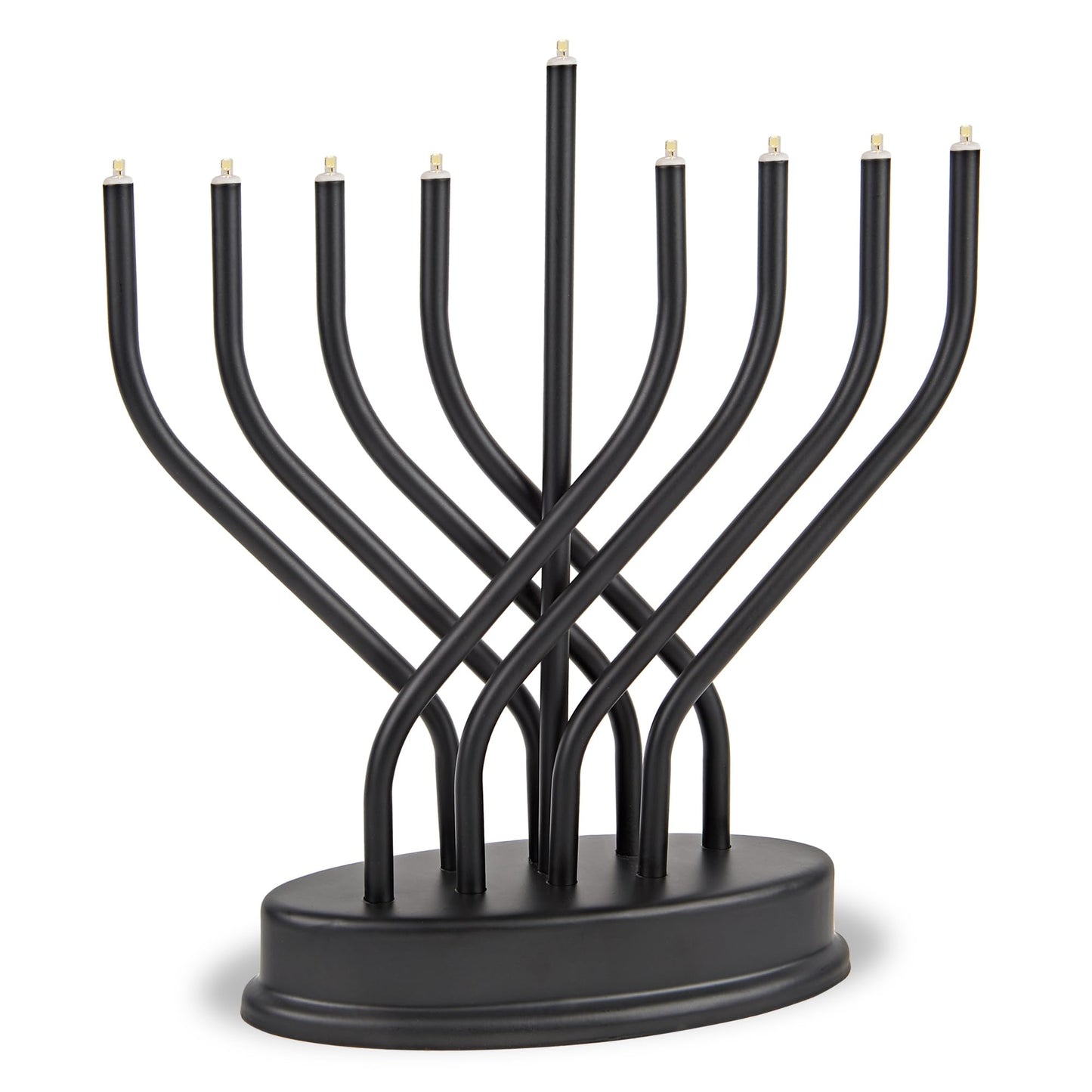 Traditional Hanukkah Electric Menorah Low Voltage Hanukkiah with LED Bulbs Contemporary Metal Electronic Chanukiah Battery Powered Chanukah Lights by Aviv Judaica (Shiny Gold/Brass)