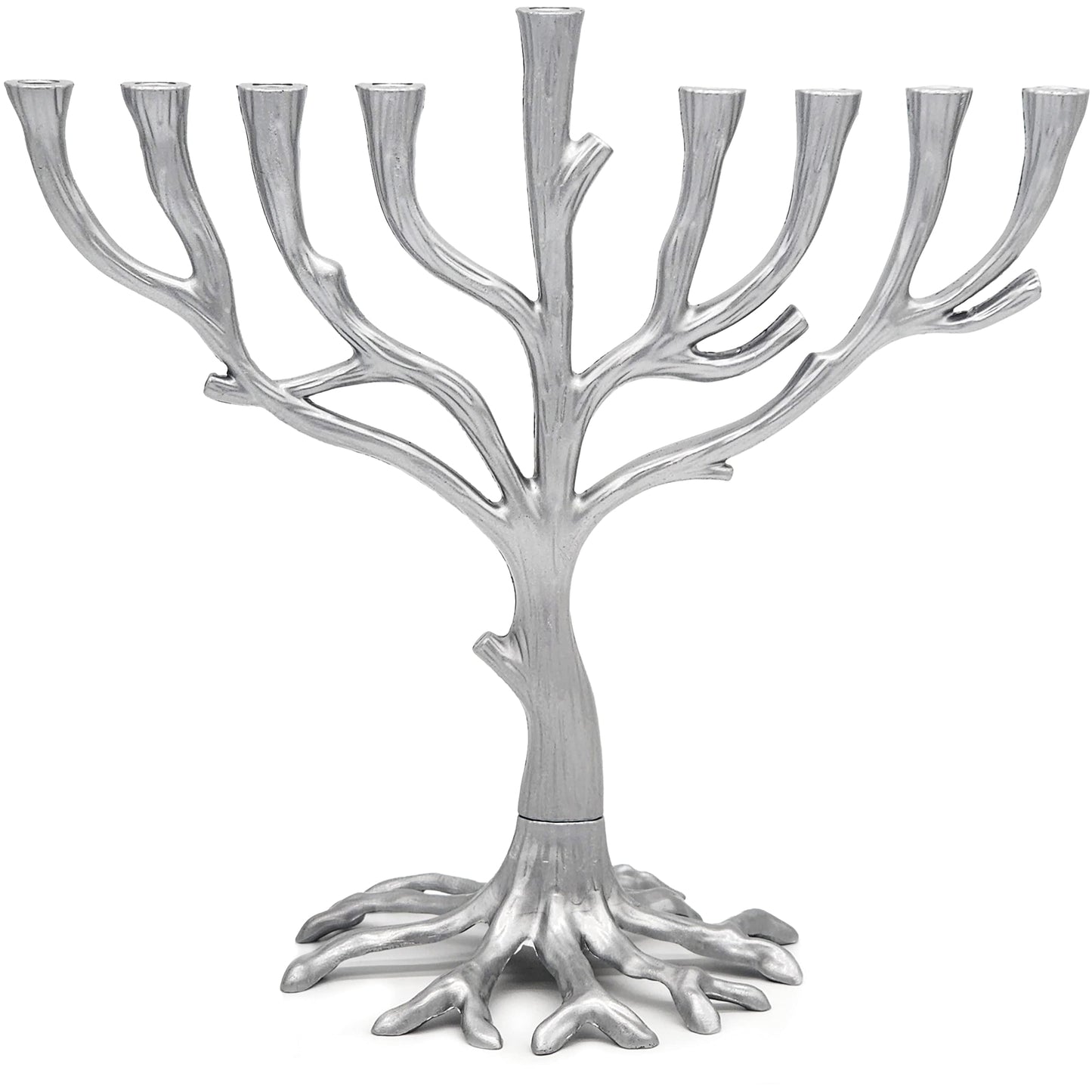 The Dreidel Company Hanukkah Tree of Life Menorah Rustic Pewter Finish for Chanuka