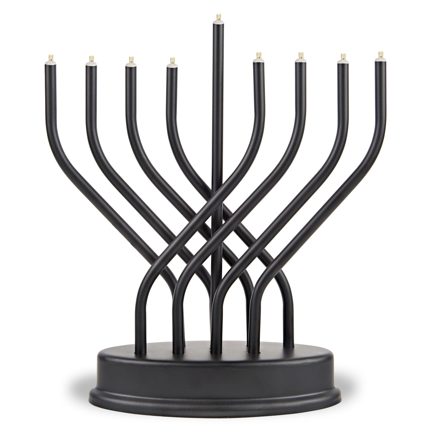 Traditional Hanukkah Electric Menorah Low Voltage Hanukkiah with LED Bulbs Contemporary Metal Electronic Chanukiah Battery Powered Chanukah Lights by Aviv Judaica (Shiny Gold/Brass)