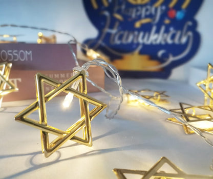 10ft Chanukah Star Decorative String Lights, 20 LED Warm White Hexagram Shape Light, Hanukkah Decorations for Home, for Jews Judaism Bedroom Window Wall Fence Party Decor