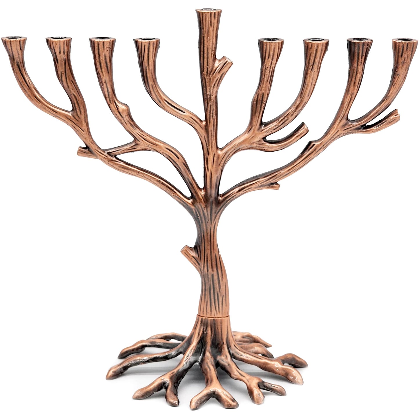 The Dreidel Company Hanukkah Tree of Life Menorah Rustic Pewter Finish for Chanuka