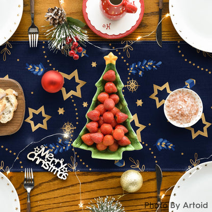 Artoid Mode Watercolor Star Olives Hanukkah Table Runner, Seasonal Chanukah Menorah Kitchen Dining Table Decoration for Outdoor Home Party 13x72 Inch