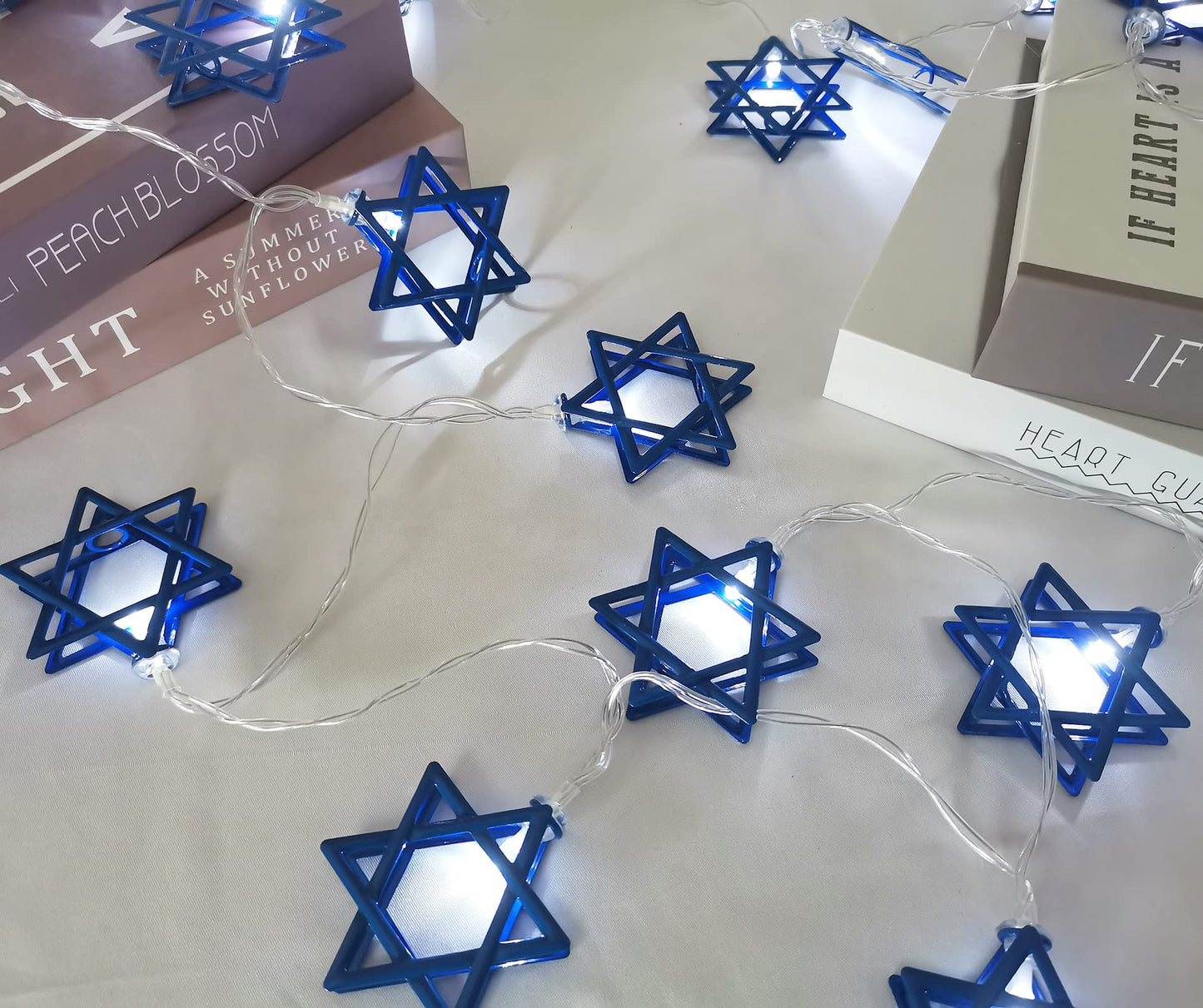 10ft Chanukah Star Decorative String Lights, 20 LED Warm White Hexagram Shape Light, Hanukkah Decorations for Home, for Jews Judaism Bedroom Window Wall Fence Party Decor