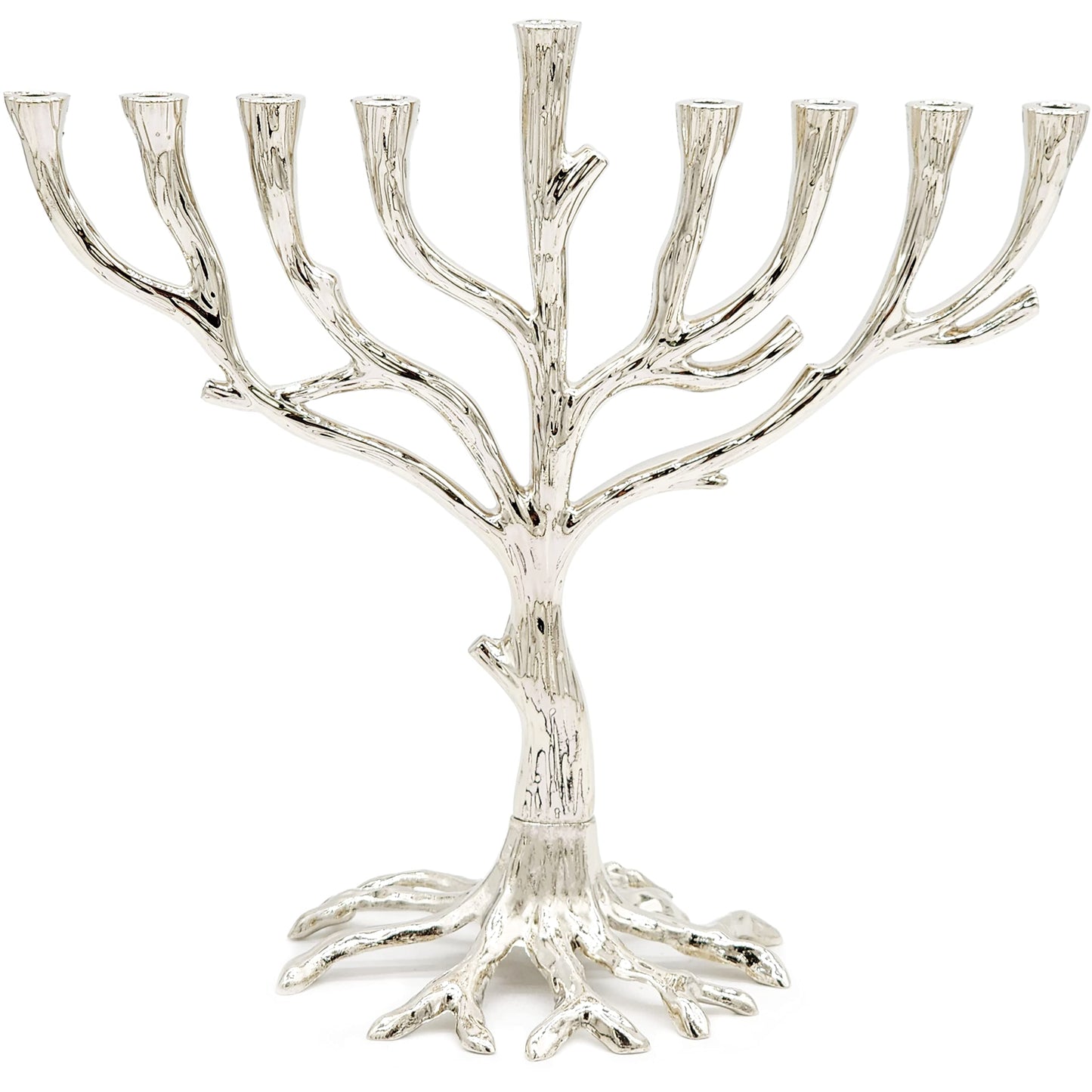 The Dreidel Company Hanukkah Tree of Life Menorah Rustic Pewter Finish for Chanuka