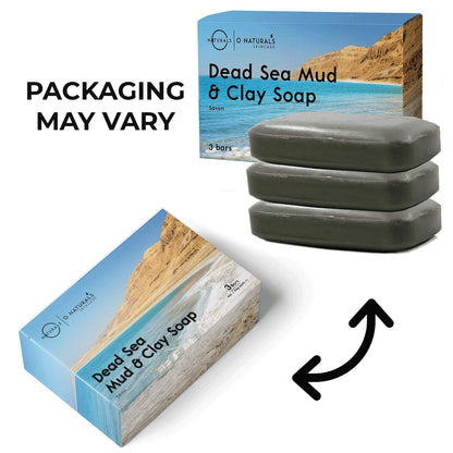 O NATURALS 3PCS Dead Sea Salt Mud & Clay Natural Bar Soap - Helps Acne Prone Skin - Scalp Exfoliator - Organic & Vegan Dead Sea Mud Soap - Natural Soap for Men & Women - 4 oz