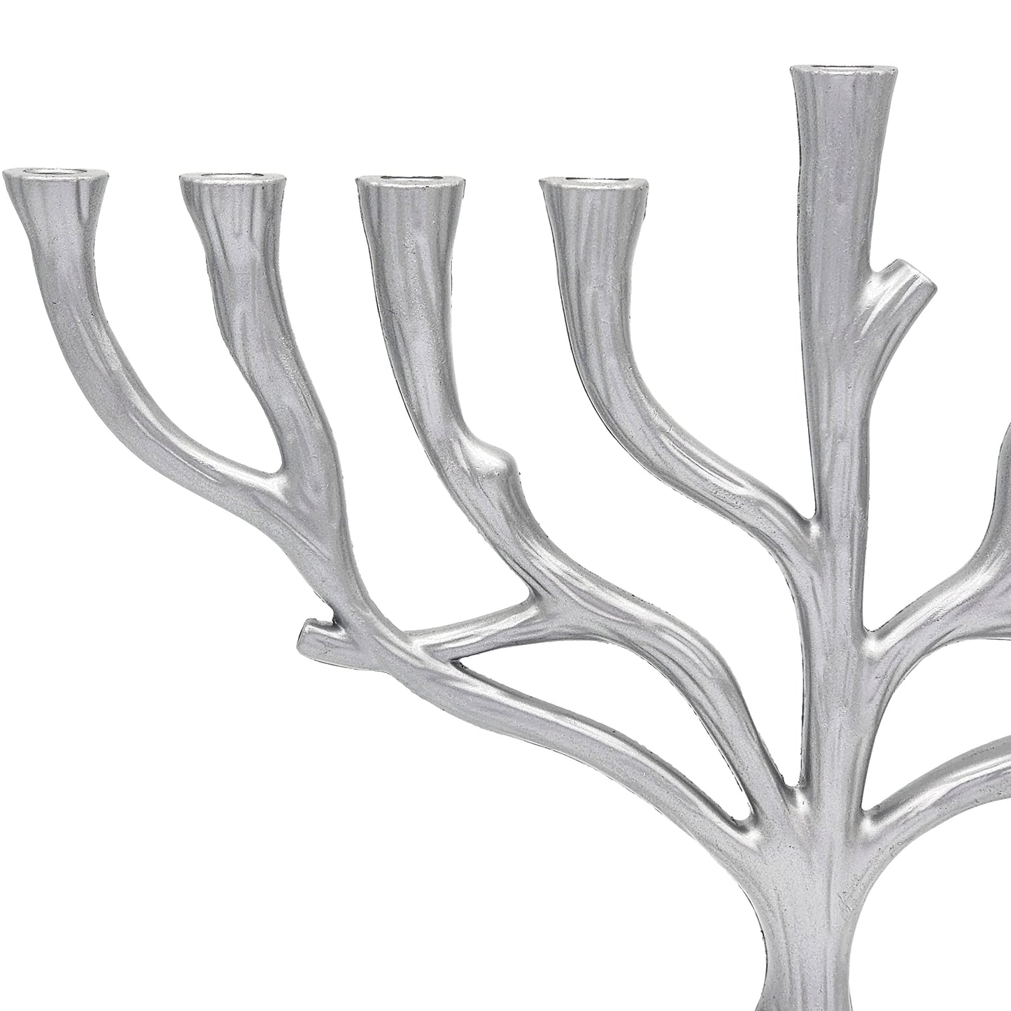 The Dreidel Company Hanukkah Tree of Life Menorah Rustic Pewter Finish for Chanuka